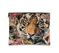 Trousse de maquillage avec imprimé tigre, pochette de voyage pour femme, organiseur portable à fermeture éclair, motif animal sauvage, cadeau pour toutes les saisons, Orange, 7x9 Inch, Tigre