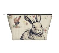 Trousse de maquillage avec imprimé train à vapeur avec motif nuages trapézoïdaux - Organiseur de voyage élégant pour beauté et cadeaux pour femmes et filles, Fond Lapin, Taille unique, Trousse de