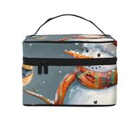 Trousse de maquillage avec inscription Merry Christmas pour homme et femme, grande trousse de toilette portable à grande ouverture avec poignée, Joyeux Noël 1, Taille unique, Trousse de maquillage