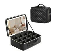 Trousse De Maquillage avec LED Miroir,Trousse De Maquillage Professionnelle,3 RéGlages De Couleur,Organisateur Cosmétique avec Séparateurs Amovibles, Coiffeuse Portable pour Femme