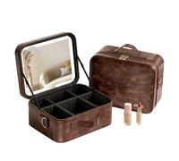 Trousse De Maquillage avec LED Miroir,Trousse De Maquillage Professionnelle,3 RéGlages De Couleur,Organisateur Cosmétique avec Séparateurs Amovibles, Coiffeuse Portable pour Femme