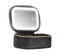 Trousse De Maquillage avec Lumière LED 15x11,8x7 Cm - Organisateur De Cosmétiques Portable avec Miroir Rechargeable par USB, 3 Niveaux De Luminosité, Porte-pinceaux, Idéal pour Les Voyages, Les Fêtes