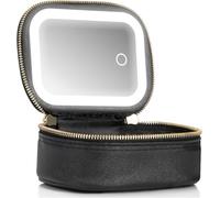 Trousse de maquillage avec lumière, miroir LED portable, rechargeable, 3 modes réglables, étanche, pour femme, piscine, fêtes, retouches, Noir , Classique