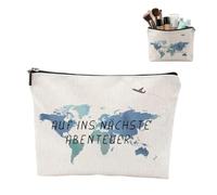 Trousse de Maquillage avec Message en Allemand Auf Ins Nächste Abenteuer, Cadeau pour Amie, Cadeau de Départ, Trousse de Voyage, Petite Pochette Maquillage Femme, Fille, Collègue, Anniversaire et Noël