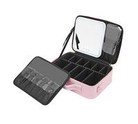 Trousse de maquillage avec miroir et lumière, avec miroir lumineux 4K et batterie de 2000 mAh, 3 couleurs de lumière, convient aux voyages pour femme 38 cm, rose
