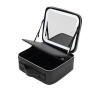 Trousse de maquillage avec miroir LED, à intensité variable, 3 couleurs, avec batterie de 2000 mAh, grande valise cosmétique avec compartiments réglables, trousse de maquillage de voyage de luxe en