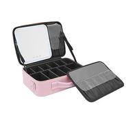 Trousse de maquillage avec miroir + lumières 3 configurations de couleur, rose, 38 x 27 x 12 cm, rose, Moderne