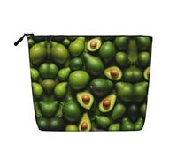 Trousse de maquillage avec motif avocat pour femme, trousse de maquillage en faux lin, grande capacité, parfaite pour les voyages et un usage quotidien, Noir , Taille unique