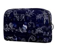 Trousse de maquillage avec motif constellations du zodiaque pour femme, trousse de toilette de voyage, grande pochette de maquillage pratique avec fermeture éclair, multicolore,
