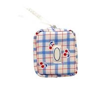 Trousse de maquillage avec motif de fruits - Taille compacte - Séparateurs intérieurs portables pour maquillage - Petites pochettes de rangement, Treillis bleu.