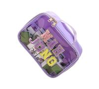 Trousse de maquillage avec motif de lettre avec extérieur visible et intérieur spacieux pour une identification simple des articles, sac de rangement compact, violet, One Size, Beauté de masse