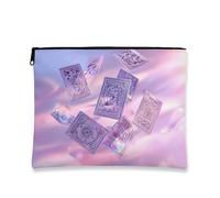 Trousse de maquillage avec motif de tarot mystique, cartes de rêve, sac de voyage vintage fantaisie pour femme, petite pochette portable en toile à fermeture éclair, cadeau de festival pour soins de