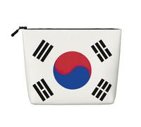 Trousse de maquillage avec motif drapeau de la République de Corée - Résistante à l'eau - Faux chanvre - Grand organiseur de voyage avec fermeture éclair