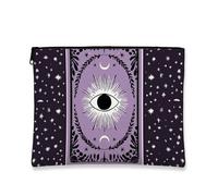 Trousse de maquillage avec motif œil mystique, violet cosmique astrologie cosmique, pochette de voyage pour femme, petite trousse de toilette portable en toile avec fermeture éclair, cadeau céleste