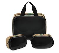 Trousse de maquillage avec note de musique abstraite, pour homme et femme, trousse de toilette translucide, trousse de douche, 3 pièces, articles de toilette de voyage, organisateur de cosmétiques,