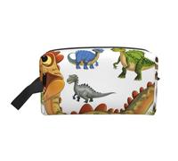 Trousse de maquillage avec poignée imprimée de dinosaures de dessin animé, rangement compact et léger pour maquillage, articles de toilette et gadgets, organiseur de maquillage pour voyage, école