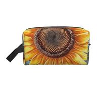 Trousse de maquillage avec poignée imprimée tournesol You are My Sunshine - Légère et compacte - Pour le maquillage, les articles de toilette et les gadgets - Organiseur de maquillage pour voyage