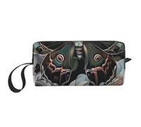 Trousse de maquillage avec poignée pour femme et fille Motif papillon qui ressemble à un paon, blanc, Taille unique, Trousse de maquillage