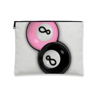 Trousse de maquillage avec symbole de l'infini, pêche et noir, 8 balles, pochette de voyage pour femme, petite pochette portable en toile avec fermeture éclair, choix parfait pour les festivals et les