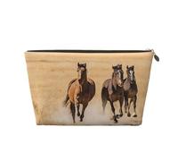 Trousse de maquillage avec trois chevaux qui courent - Trousse de maquillage pour sac à main - Étanche - Pour femmes et filles, doré, Taille unique, Trousse de beauté