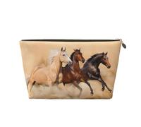 Trousse de maquillage avec trois chevaux qui courent - Trousse de maquillage pour sac à main - Étanche - Pour femmes et filles, doré, Taille unique, Trousse de beauté