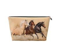Trousse de maquillage avec trois chevaux qui courent - Trousse de maquillage pour sac à main - Étanche - Pour femmes et filles, Argenté., Taille unique, Trousse de beauté