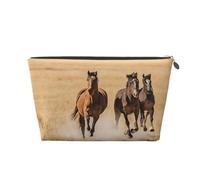 Trousse de maquillage avec trois chevaux qui courent - Trousse de maquillage pour sac à main - Étanche - Pour femmes et filles, Argenté., Taille unique, Trousse de beauté