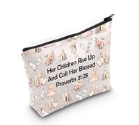 Trousse de maquillage avec verset de la Bible - Cadeau pour la foi chrétienne - Call Her Blessed Proverbs 31:28 - Pochette religieuse - Cadeau sur le thème du verset de la Bible, Call Her Blessed