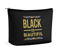 Trousse de Maquillage Black is Beautiful, Trousse de Voyage Portable, Grande Pochette zippée, Sac de Rangement en Cuir PU, Trousse de Toilette