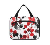 Trousse de maquillage blanche à suspendre avec crochet - Eucalyptus rouge et noir - Trousse de maquillage unisexe pour voiture pour maman - Bolsos de toilette pour homme - L