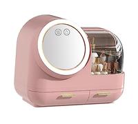 Trousse de Maquillage, Boîte de Rangement LED Miroir Lumineux, Grande Capacité, Plastique ABS, Organiser et Stocker