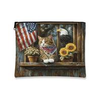 Trousse de maquillage britannique à poils courts de 17,8 x 22,9 cm pour sac à main de voyage, trousse de maquillage de ferme pour femme, anniversaire patriotique, portable en toile avec fermeture