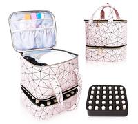 Trousse de Maquillage, BYLife Double Couche Organisateur De Vernis à Ongles Peut Contenir 30 Bouteilles (15ml), Trousse Cosmétique de Voyage Sac à Cosmétiques Femme