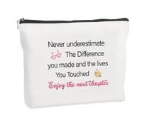 Trousse de maquillage cadeau de retraite, cadeau de retraite, cadeau de retraite pour femme, cadeau de départ à la retraite pour femme, cadeau d'adieu pour collègues, blanc