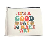 Trousse de maquillage cadeau pour artistes, femmes, amateurs d'art, cadeaux de remerciement pour peintre d'art, enseignantes, filles, sœurs, amies, It's A Good Day To Make Art Trousse de toilette à