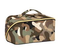 Trousse de maquillage camouflage marron avec séparateurs Trousse de maquillage Essentials avec poignée avec compartiments et poignée