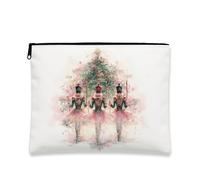 Trousse de maquillage Casse-noisette vintage Aquarelle de Noël Pochette de voyage pour femme, petite trousse portable en toile avec fermeture éclair, blanc, 7x9 Inch, Casse-noisette