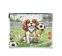 Trousse de maquillage Cavalier King Charles Spaniel, jolie pochette de voyage pour femmes et filles, petite trousse de toilette portable en toile à fermeture éclair, 17,8 x 22,9 cm
