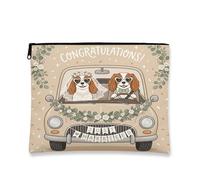 Trousse de maquillage Cavalier King Charles Spaniel pour mariage - Pochette de voyage amusante pour femmes et filles - Petite toile portable avec fermeture éclair - 17,8 x 22,9 cm
