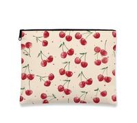 Trousse de maquillage cerise vintage cerises rouges pour femme, petit sac en toile portable avec fermeture éclair, choix parfait pour les soins de la peau