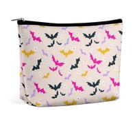 Trousse de Maquillage Chauve-Souris et Marguerite pour Halloween, Pochette de Rangement de Voyage en PU imperméable avec Fermeture éclair, pour Femmes, 17,3 x 15 cm