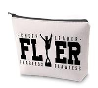 Trousse de maquillage Cheerleading Cheer Leader Fearless Flawless avec fermeture éclair Kit de survie pour pom-pom girl Cadeau d'équipe, Fler