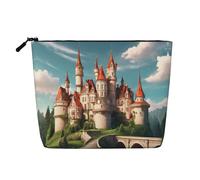 Trousse de maquillage classique avec imprimé Fairy Tale Castle03 pour femme, trousse de maquillage en faux lin, grande capacité, parfaite pour les voyages et un usage quotidien, Noir , Taille unique