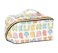 Trousse de maquillage colorée ABC avec séparateurs pour sac à main avec compartiments et poignée