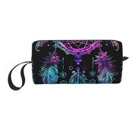 Trousse de maquillage colorée avec attrape-rêves résistante à l'eau, organiseur de produits de toilette de voyage pour femmes et hommes, pochette de rangement pour cosmétiques galaxie avec fermeture