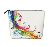 Trousse de maquillage colorée avec imprimé notes de musique pour femme, trousse de toilette, organisateur de maquillage de voyage spacieux, Noir , Taille unique