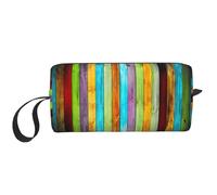 Trousse de maquillage colorée avec motif planches en bois, durable, sac de voyage, cadeau essentiel pour homme et femme, blanc, Taille unique