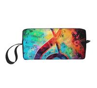 Trousse de maquillage colorée avec notes de musique imprimées, trousse de maquillage simple, trousse de toilette étanche pour femmes, mamans, filles, blanc, Taille unique, Trousse de toilette