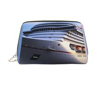 Trousse de maquillage colorée en cuir tortue de mer, sac de rangement de voyage de grande capacité, articles de toilette et trousse de maquillage à double usage, Navires de croisière, Taille unique