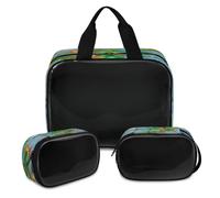 Trousse de maquillage colorée en forme de dragon pour homme et femme, trousse de toilette translucide, trousse de douche, 3 pièces, articles de toilette de voyage, organisateur de cosmétiques,